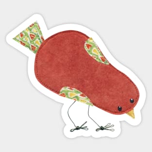 Funky little fabric art bird Sticker